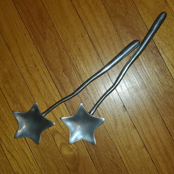Silver star shaped salad utensils - Picture 1 of 3